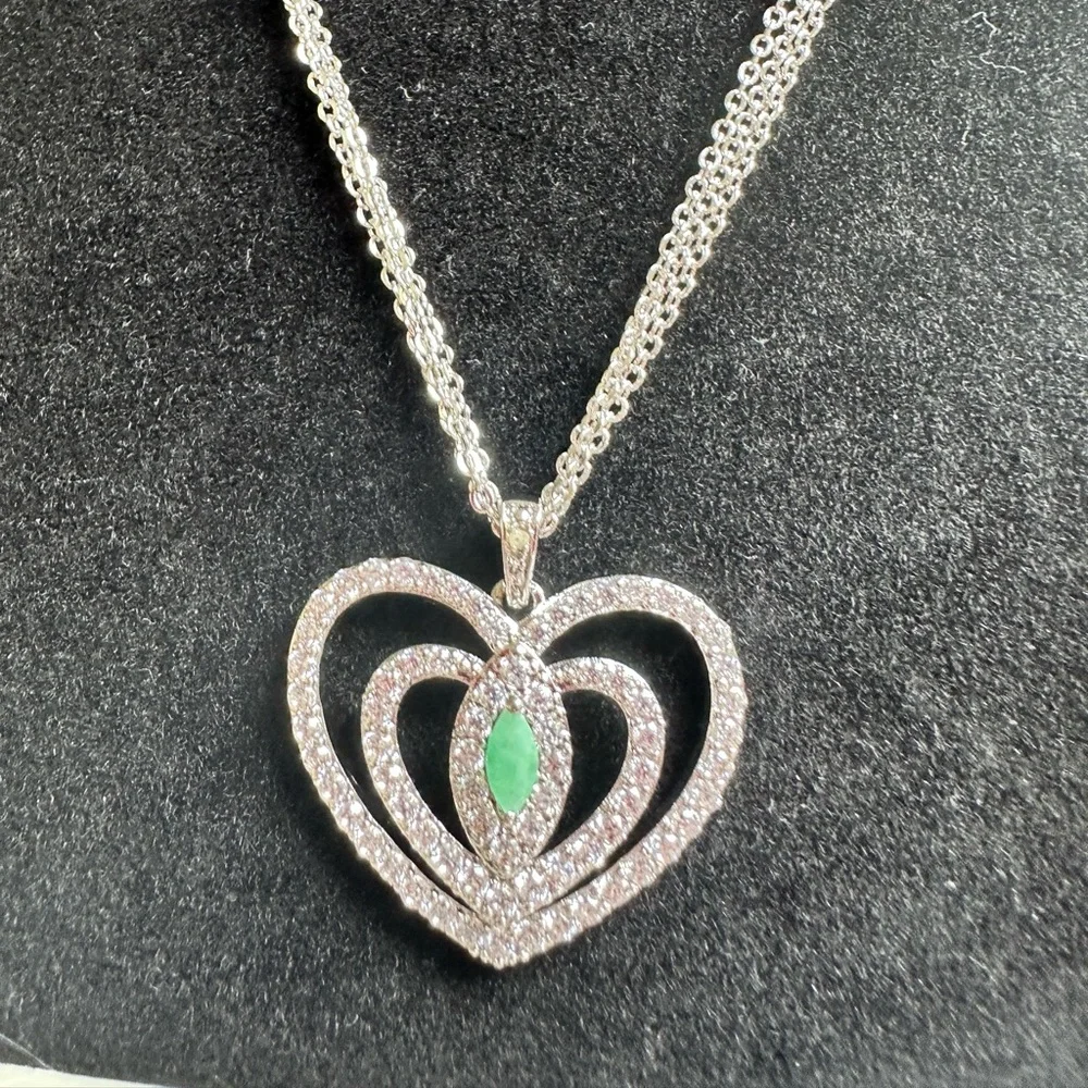 Heart Pendant With 3 strand Necklace with Turquoise in Heart